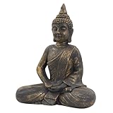 ECD Germany Buddha Figur sitzend, 50cm hoch, aus wetterfestem Polyresin, Bronze, Feng Shui, Buddha Statue als Dekoration für Haus, Wohnung & Garten Gartenfigur Dekofigur, Skulptur für Innen und Außen