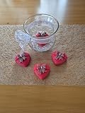 Handgefertigte herzförmige Rapswachs-Kerzen, dekorativ für Hochzeit und Geschenkidee für Valentinstag/Rot mit Glitzer-Details (Herz 20er)