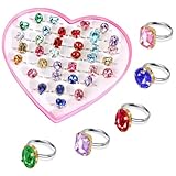 BTHRORO 36 Stück Kinderringe Mädchen Ringe für Kinder, Verstellbare Jewel Rings Prinzessin Verkleiden Ring für Mädchen Fingerringe Geburtstagsgeschenk Party Favors(Zufällige Stile)