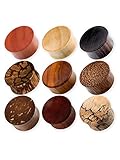 Fly Style Ohr Plug aus Holz - Flesh Tunnel Natur-Piercing Schmuck, Grösse:4 mm, Modelle:Modell O