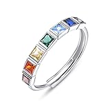 Chakra-Ringe für Frauen Sterling Silber verstellbarer Ring Heilungsschmuck Chakra-Geschenke für Mama-Tochter-Yoga-Liebhaber