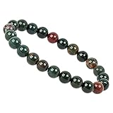 ELEDORO echtes Edelstein Perlen Armband - Natürliche Chakra Power Steine, Stretch Design, 8mm (Heliotrop)