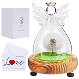 UCAMP ValentinstagGeschenke für Frauen,Pusteblume Deko Geschenk,Echte Pusteblume im Glas Engel Figuren,Geburtstag,Valentinstag,Hochzeit, Mama Oma Freundin Schwester Geschenke
