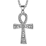 Richsteel Edelstahl Ägyptischer Kreuz Anhänger für Herren Jungen Religiöser Ankh Schutz Amulett mit Geschenkebox für Geburtstag Weihnachten