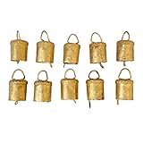 Vivanta 10 Stück Vintage Weihnachtsglocke zur Dekoration - Rustikale hängende Zylinderglocken zum Basteln, Heimdekoration, Weihnachtsbaumschmuck, Jingle Bells zum Basteln, Bauernhaus-Dekor, Zinn &