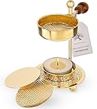 Räucherstövchen mit Sieb - Gold Weihrauchbrenner für Harze/Kräuter, Robustes Räuchergefäß | Weihrauchbrenner, Räucherstövchen Sieb, Incense Burner, Räuchern Zubehör