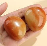 QINJIEJIE Gelbe Jade natürliche Edelsteine Handschmeichler Groß Stein Heilkristall Gelbe Jade Glatter Kristalle Steine 2 Stück Polierte Sorgenstein Trommelsteine Reiki Meditation