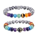 UEUC Chakra-Armbänder für Frauen, Yoga 7 Chakra-Kristalle, Edelstein-Armband, 8 mm Kristall-Meditations-Energieausgleichsarmbänder(#35)