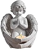 SHUT Angel Memorial Gifts Teelichthalter Trauergeschenk für den Verlust eines geliebten Menschen,Engel Kerzenhalter Engel Figur Retro Statue mit flackernder