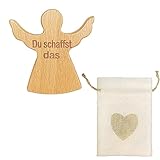 Schutzengel Glücksbringer Handschmeichler mit Du schaffst das! Engel Figur Weihnachtsdeko Geschenk zur Geburt Taufe Kommunion Glücksbringer für Familie Freunde Mutmacher Geschenk schutzengel kinder