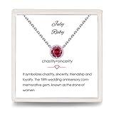 Presentski 925 Kette Damen Juli Geburtsstein Halskette Anhänger Personalisiert Ruby Kette Solitär