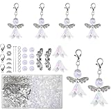 Xerteam 50 Sets Schutzengel Selber Machen Set Engel Anhänger Perlen Handwerk Zubehör, Perlenengel Anhänger Basteln Schutzengel Bastelset für DIY Basteln, Charms Anhänger, Schlüsselanhänger Engel