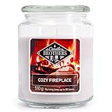 Candle Brothers Große Duftkerze im Glas | Cozy Fireplace | Duftkerze Lagerfeuer | Kerze lange Brenndauer (110h) | Kerze mit mehreren Dochten | Kerzen Grau