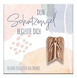 Butzon & Bercker Engel-Plakette aus Bronze - Dein Schutzengel begleite Dich. Moderner, zierlicher Handschmeichler und Glücksbringer mit Engel-Figur. Christlicher Talisman als kleines Geschenk