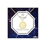 Bixorp Sternzeichen Waage Halskette - Sternzeichen-Medalion aus Edelstahl in Gold – Zodiac-Halskette auf Geschenkkarte