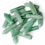 GUJOXILA 10PCS Grüner Aventurin Edelsteine Kristalle Sets Heilung Kristall Stein Kristallsäule Türme Hexagonal Punkt StäbeMeditation Energie Bulk Sechseckige Punkte Reiki Palmenstein
