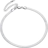ChainsPro Halskette Damen Flache Schlangenkette 5mm Breit Edelstahl Snake Kette Collier Schlicht Halsband Choker Mädchen Silber 46cm