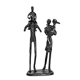 DreamsEden Rustikale Famili-Figuren, Gusseisen, Kunst, Heimdekoration, Statue mit Geschenkkarte für Jahrestag Geburtstag (Familien mit Vier Tragen)