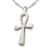 CLEVER SCHMUCK Anch Halskette Anhänger kleines Ägyptisches Kreuz 20 mm Kette Panzer 45 cm Sterling Silber 925 im Schmucketui
