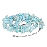 Lebensquelle Plus Larimar Splitterkette | 45+5 cm lang | Hochwertige Edelstein Kette mit Verschluss