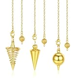 AWARDSEN 3 PCS Gold Kupfer Pendel, Metall Pendel Esoterik Wünschelrute in Set für Weissagung, Tarot Zubehör, Reiki Balancing Geschenke für Tarot Liebhaber