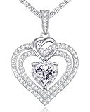 CDE Kette Damen Moissanite Halskette Damen Silber 925, Doppel Herz VVS1 Reinheit D Farbe, Frauen Schmuck Geburtstags Geschenk für Sie Freundin Weihnachten Valentinstag Muttertags (2 Karat)