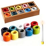 10 Stück Keramik Kerzenhalter Set, Farben Stabkerzenhalter, Keramik Kerzenständer, Kleiner Kerzenhalter, für Hochzeiten Geburtstage Feste Zaubersprüche Altar und Tischdekorationen