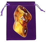 BERNSTEIN Trommelstein Schmeichelstein Edelstein schön klar bauchig golden durchscheinend ca. 3-4cm Fundort Ostsee mit Täschchen. 60072-7