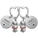 FABACH Beste Freundin Schlüsselanhänger- 2 Schutzengel mit Herz und Gravur - Beste Freundin Liebe Geschenke Schlüsselanhänger - Beste Freundinnen Geschenk Engel Glücksbringer Beste Freundin