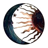 Metall Sonne Wanddeko Wandbehang Wanddekoration Gartenschmuck Wanddeko Sonne Mond Sterne 3D Wandbild Innen Außen Garten Geschenk Idee Wandschmuck Wand Deko Dekoration