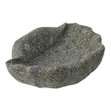 STONE art & more Exklusive Steinschale, Vogeltränke, Muschelschale, 25cm, Steinmetzarbeit aus Lava Stein, Naturstein, frostfest