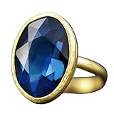 Ring mit Blauem Stein - Saphir Blau - Geburtsstein September - 14k Gold Filled Ring - Oval - Zirkonia - Verstellbar - Hochzeitsschmuck Braut Gold - Handmade Schmuck - Geschenk für Sie - Geburtstag