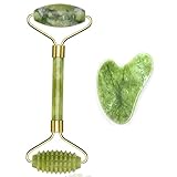 100% Jade Roller Set, Gua Sha MassagegeräT, Natü Rliche Jaderolle, Gesichts FüR Anti-Aging-Falten, Schlankheit Und Straffung Gesicht, Gesichtsroller Gesichtsmassage