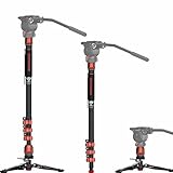 IFOOTAGE Einbeinstativ Cobra 3 C180F-P Mit Standfuß, Kamera 71'/181cm, Kohlefaser, Aluminium Stativ, Maximale Belastung 17,64 lbs/8 kg