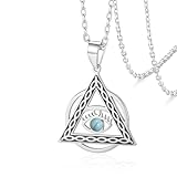 VASSAGO Evil Eye Halskette für Damen und Herren Edelstahl, alle sehenden Augen Dreieck-Anhänger Schutz antikes mystisches Symbol Amulett Schmuck (Silber)