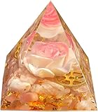 EternalOrgone Pink Flower of Life Orgone Pyramid with Rose Quartz Gemstone for Meditation Healing,Positive Energy,Attract Love,Promote Wellness,Handmade Orgonite Pyramids