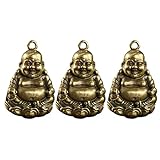 Toyvian 3Pcs Mini Lachender Buddha Schlüssel Ringe Maitreya Buddha Hängen Pendents Schlüsselring Ornamente Goldene Figuren