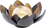 Northpoint LED Lotus Wasserlilie Timer Metall Glaskugel Stanzmuster Solar Batterie Garten Außenbereich Teichbeleuchtung (Solar grau)
