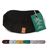 #DoYourYoga Zafu Halbmondkissen »Ganesh« mit Bio-Dinkelspelz (KBA) waschbarer Bezug | 45 x 30 x 14 cm | Meditations-, Sitz-, Rondokissen für Yin Yoga | schwarz