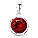 Materia Kristall Anhänger rot - 925 Sterling Silber rhodiniert rund klein Damen KA-462-rot