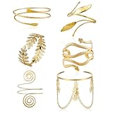 6 Stück Griechische Göttin Schmuck, Gold Oberarm Schmuck Spiral, Minimalistisch Armreif Oberarm, Oberarmreif Minimalistisch Einfach, Minimalistisch Armreif, für Minimalistisch, Hochzeit, Modeschmuck
