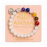 Anima Premium 7 Chakra Armband – 8mm Echte Heilsteine und Kristalle für Balance, Energie und Fülle - enthält Lotusblume und energetisierter Kraftkarte