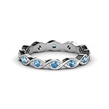 Sterling Silber 925 Schweizer Blautopas Rund 2,00mm Infitity Promise Band Ring Mit Rhodinierung (61)