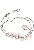 Engelsrufer Damen Armband und Fußkette Boho Herzen aus Edelstahl Bicolor, Charm-Elemente in Silber und Roségold, verstellbar, nickelfrei