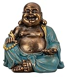 Geschenkestadl Buddha Figur 23cm Gold türkis fröhlich sitzend, 881358