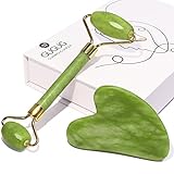 GUGUG Gua Sha and Face Jade Roller Set for Facial Massage - Reduces Eye Puffiness and Skincare Routine-Green