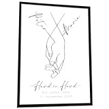 JUHMI Personalisiertes Hochzeitsgeschenk | Hochzeitsposter mit Namen, Spruch & Datum | Geschenk zur Hochzeit, Verlobung oder Jahrestag | Individuelles Paarbild für Brautpaar & Partner | DIN A4