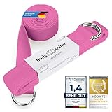 Body & Mind® Yogagurt aus 100% Natur Baumwolle - 250 cm lang; Yoga-Band Yoga-Gürtel mit D-Ring-für Anfänger & Fortgeschrittene; Pilates & Fitness Übungen (Rosa)