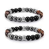 TTTRV Magnetisches therapeutisches Schlankheitsarmband, natürliches mattiertes Steinarmband, zur Linderung von Arthritis-Schmerzen (2 Stück)