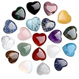 AWARDSEN 20 PCS Heilsteine Herz Kristalle Set Pocket Edelsteine, 0.8' Amethyst Rosenquarz Kristalle Edelsteine in Bulk für Motivationsgeschenke, Energieaufladung und Reiki Heilung Geschenke für Frauen